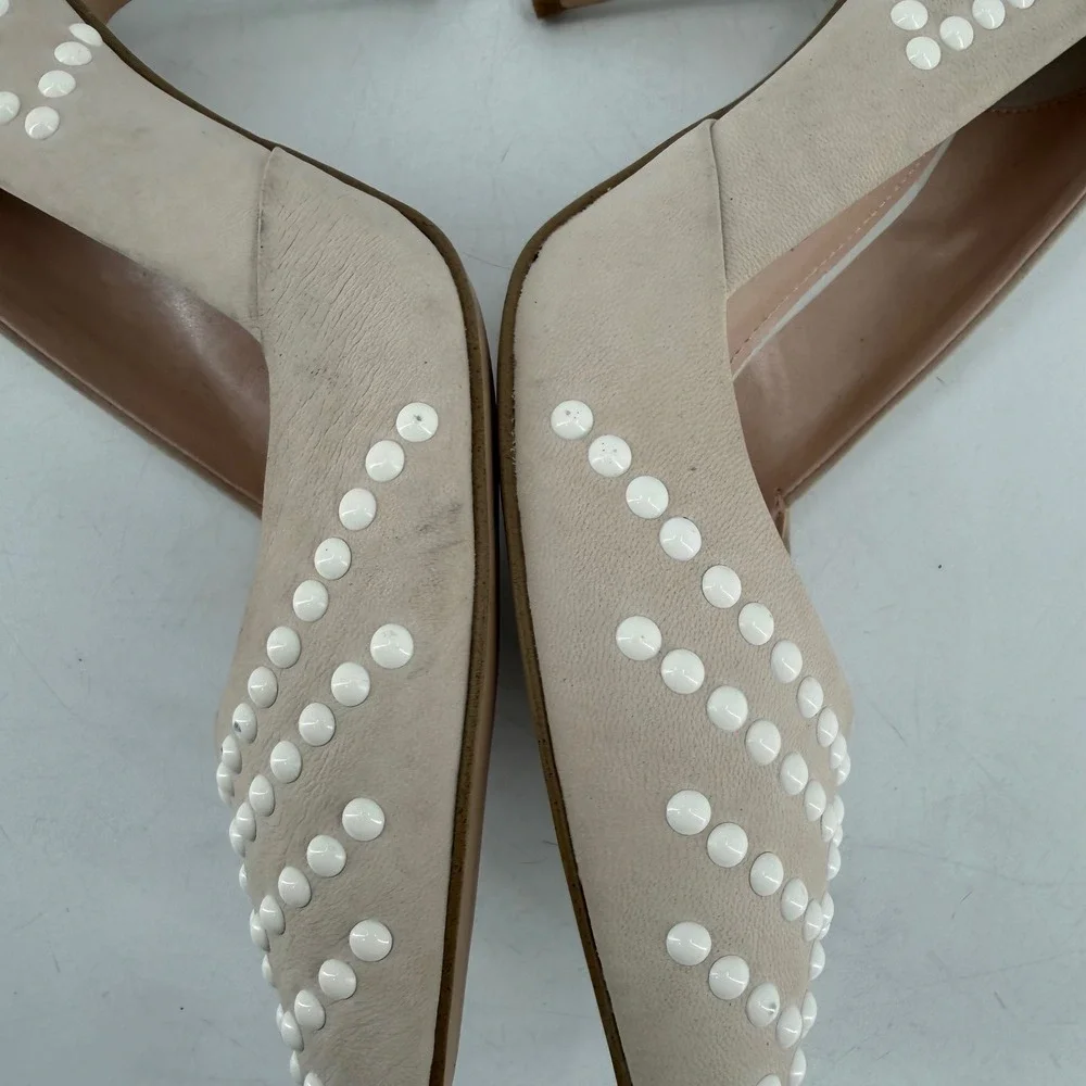 French Connection‎ Pump Women Size 41 10.5 Beige Studded Pointed Toe Stiletto